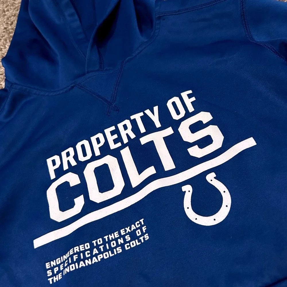 Nike Indianapolis Colts Kids Blue Therma-FIT Pullover‎ Hoodie Size Medium 10/12